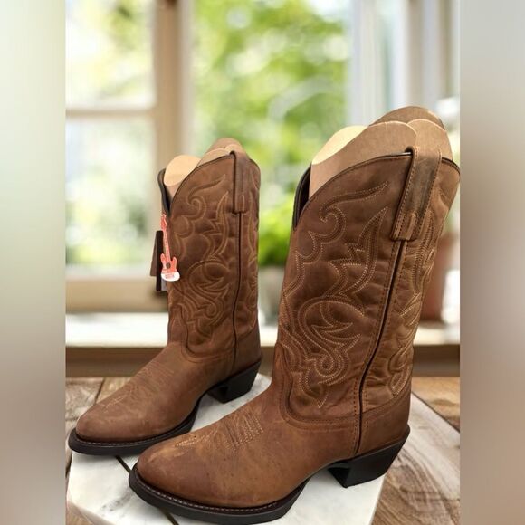 LAREDO Distressed Western Cowboy Boots Leather R Toe Size 8.5 - Picture 14 of 16